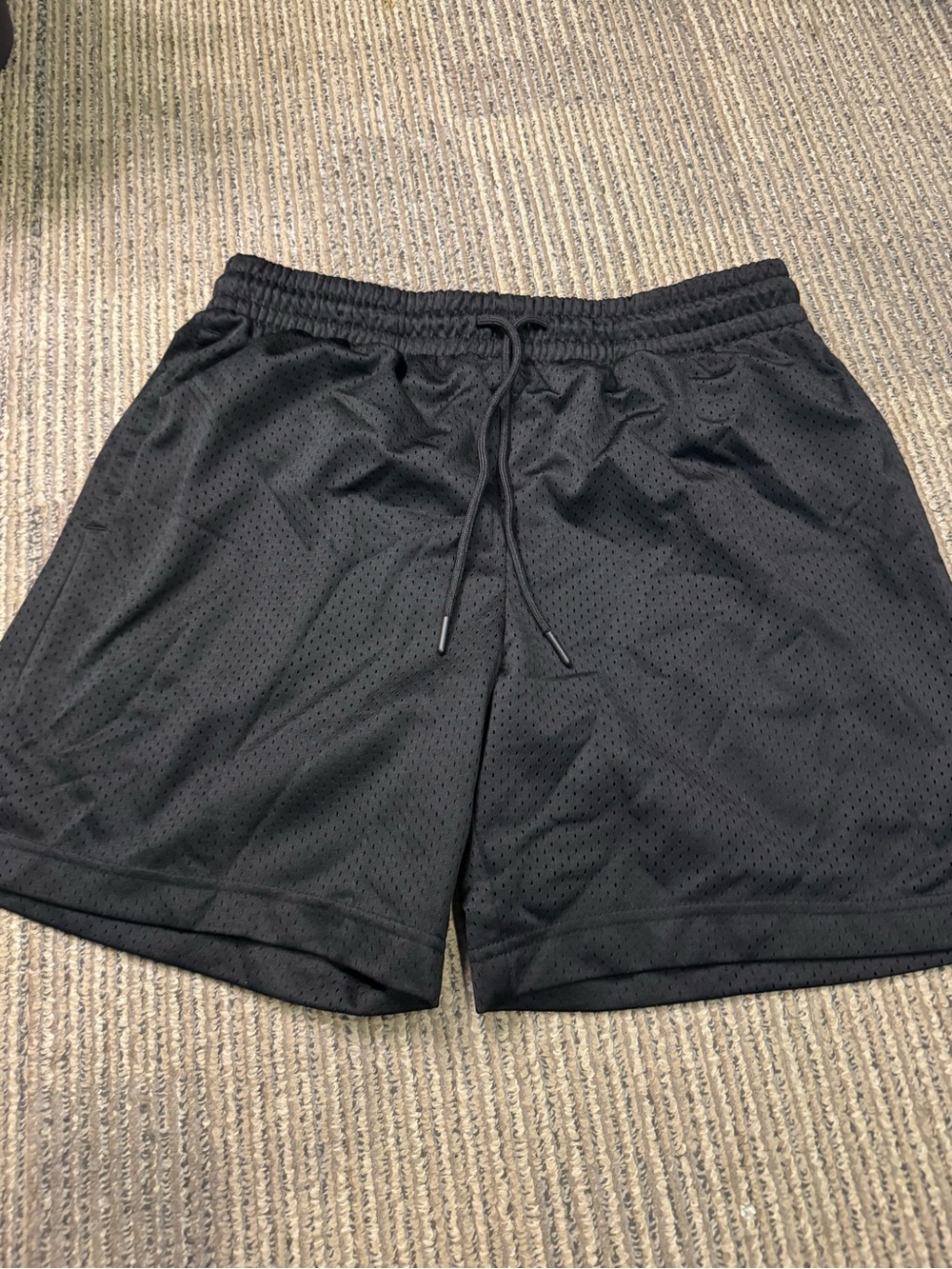 Original Use Black Mesh Athletic Shorts with Drawstring